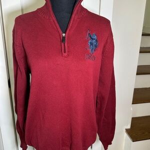 VINTAGE USPA Red Quarter-Zip Sweater